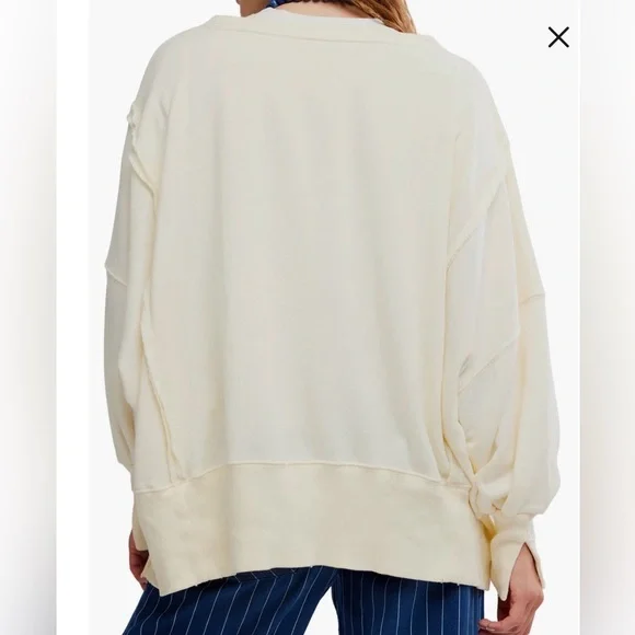 Free People Camden graphic sardine sweatshirt cream white sweater top - Picture 6 of 6